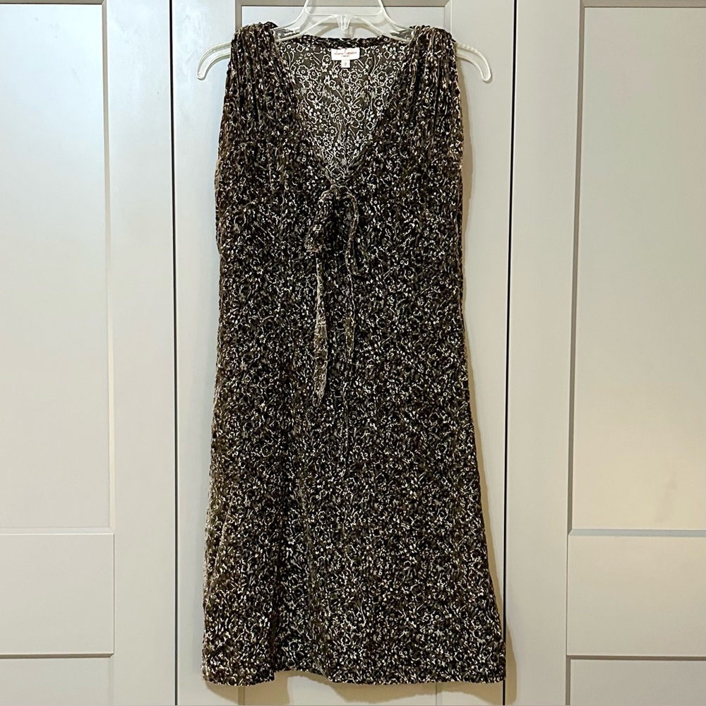 Leona Edmiston Frocks Vintage Floral Velvet Burnout Dress Silk Blend Brown Sz 2
